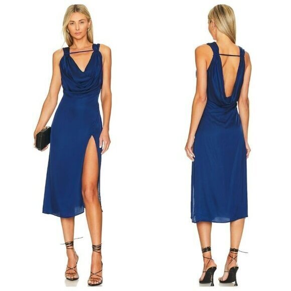 L'academie Prisca Midi Dress - Navy